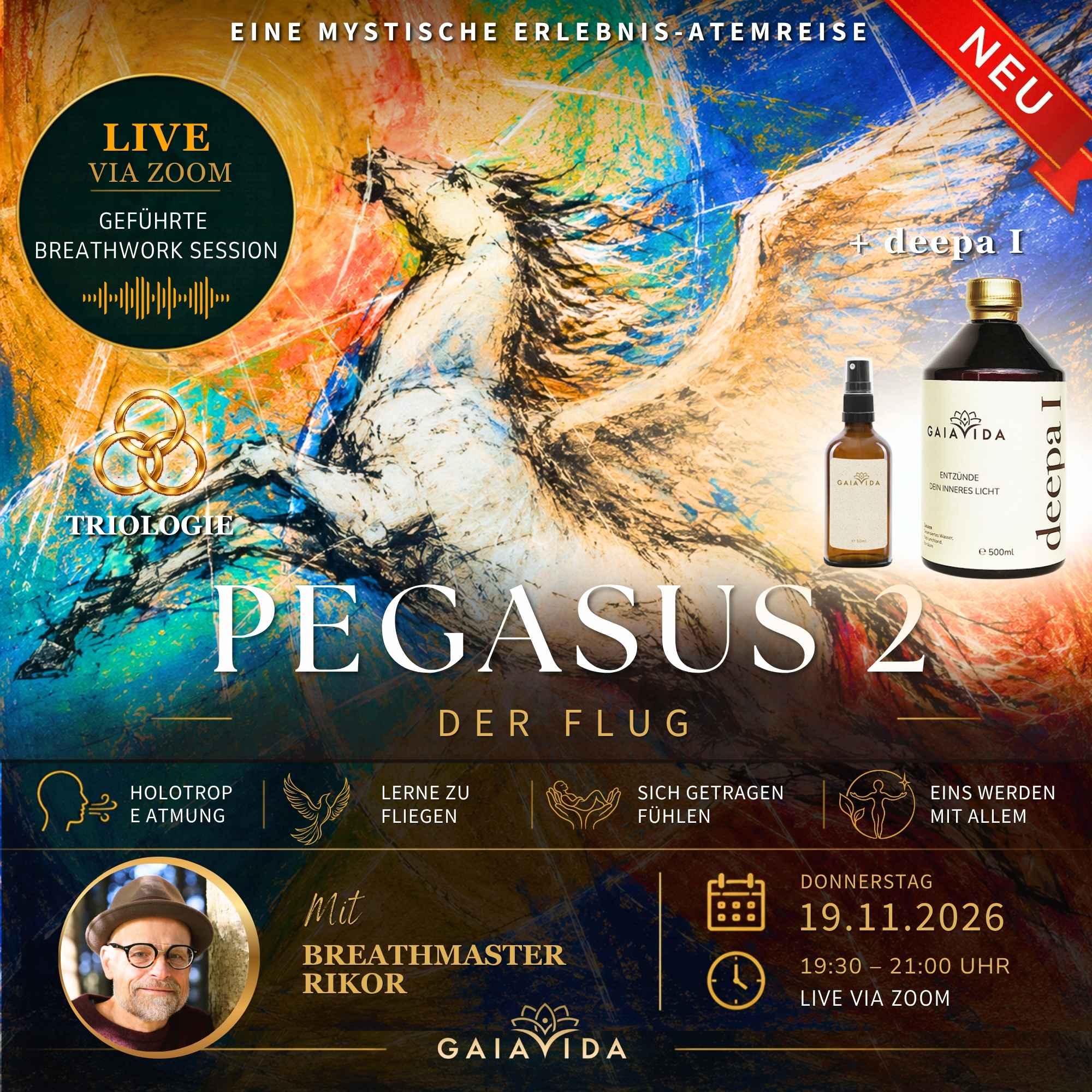 Atemreise Pegasus2 + 1 Flasche deepa I + Sprühflasche