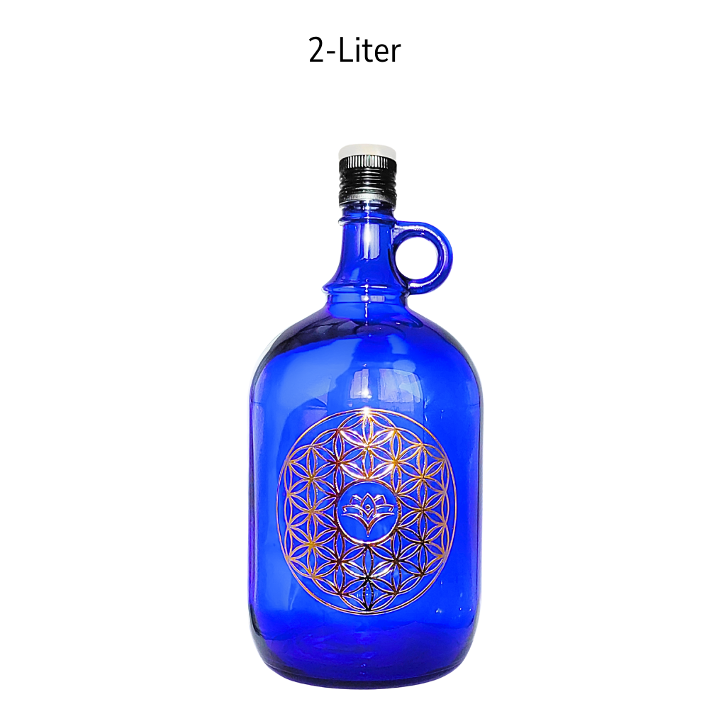 Glasflasche "Blume des Lebens" - 2 Liter